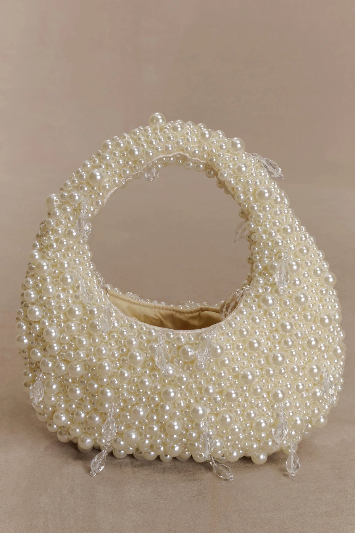 Amara Pearl Teardrop Beaded Bag White