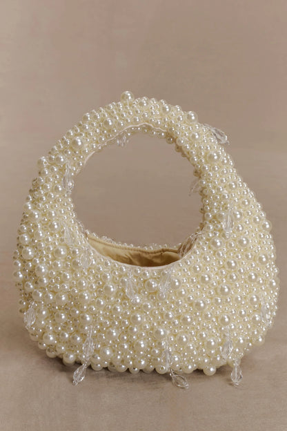 Amara Pearl Teardrop Beaded Bag White