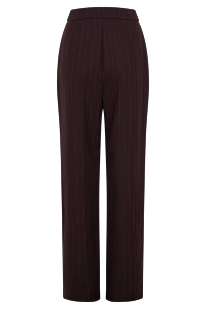 Agatha Straight Leg Suiting Pants Plum Pinstripe
