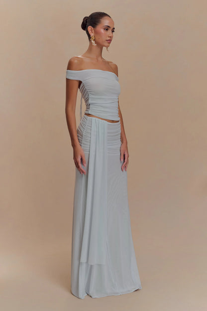 Arna Mesh Maxi Skirt Pale Blue
