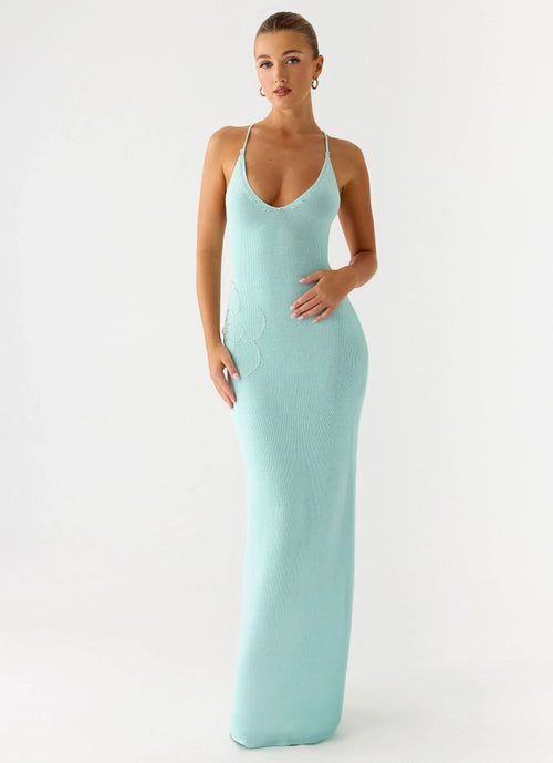 Amaya Knit Maxi Dress Aqua