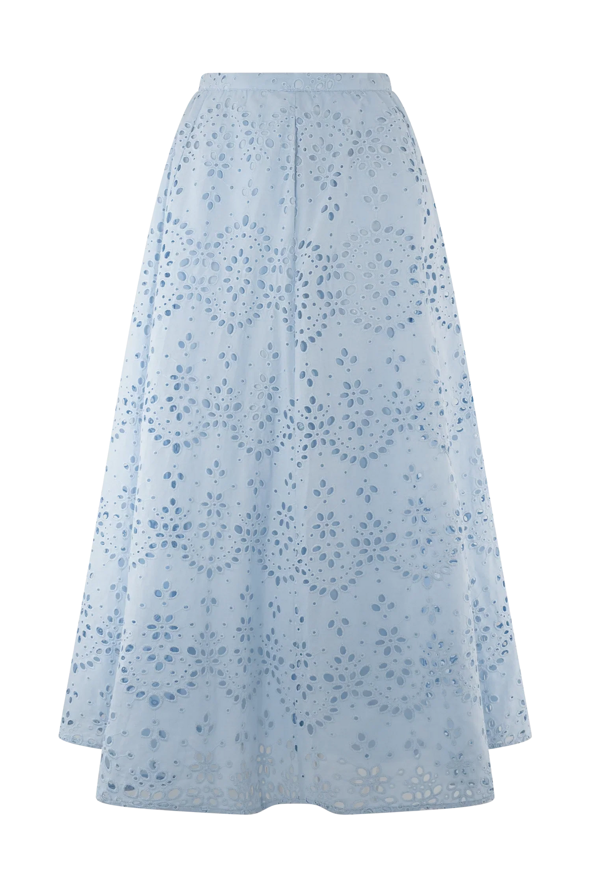 Arla Broderie Midi Skirt Pale Cornflower Blue