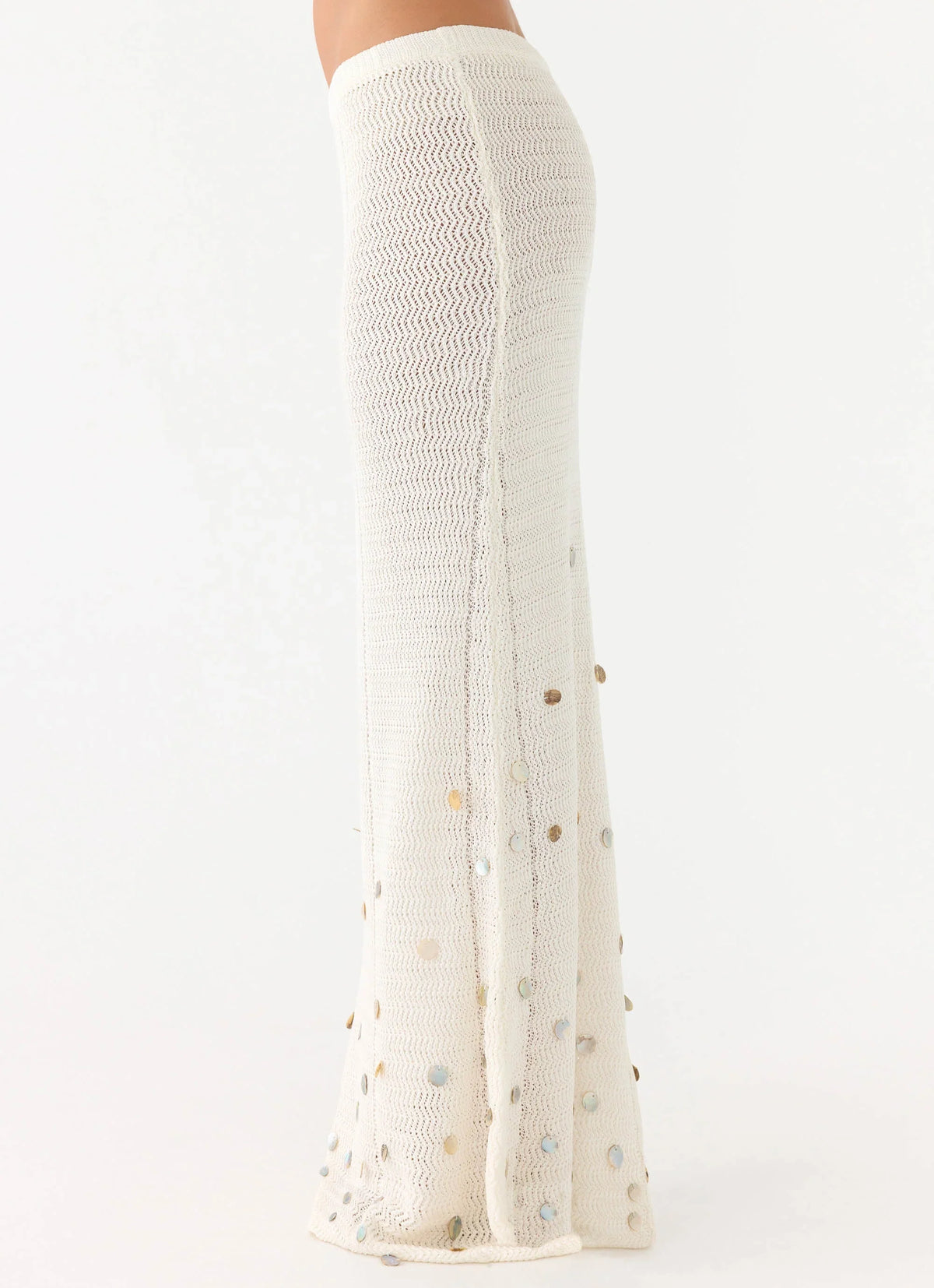 Adelaida Beaded Crochet Maxi Skirt Ivory