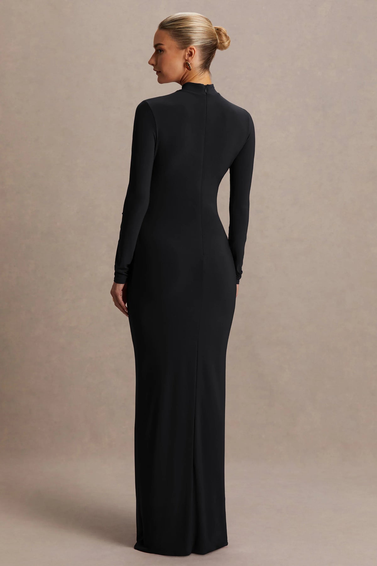 Alejandra Black Maternity Long Sleeve High Neck Maxi Dress
