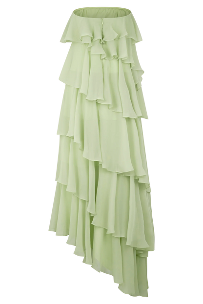Alexa Ruffle Chiffon Maxi Dress Pastel Lime