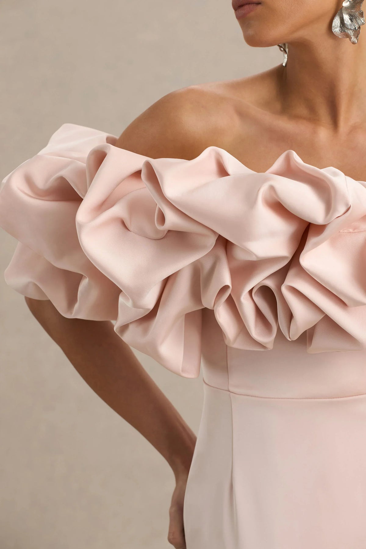 Allie Pale Pink Puff Bardot Maxi Dress