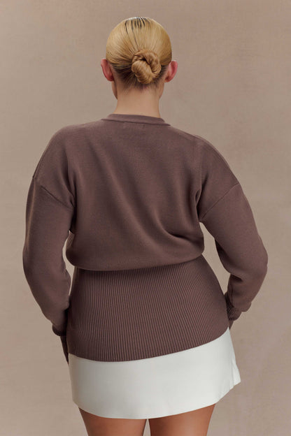 Amanda Statement Button Knit Cardigan Cacao Brown