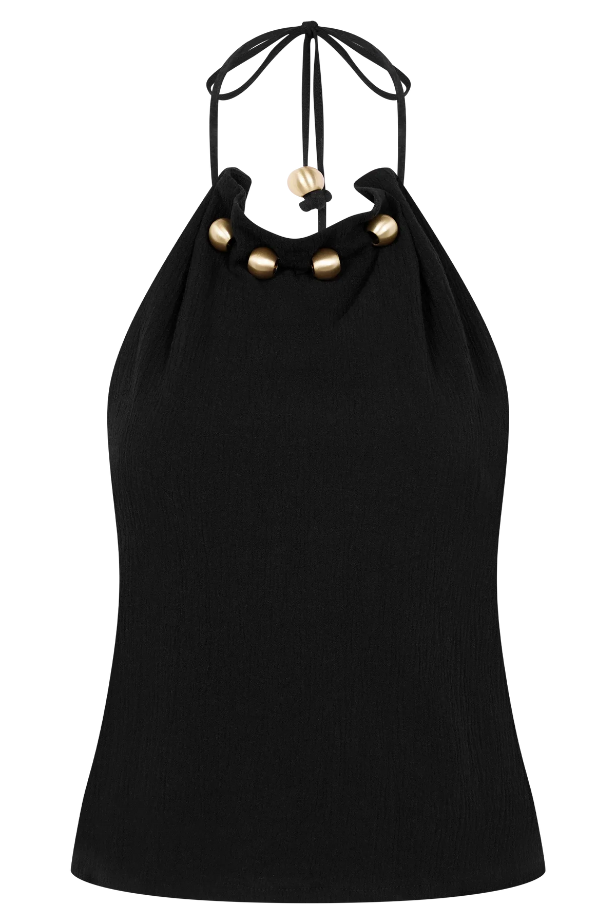 Abeda Cotton Top With Hardware Black