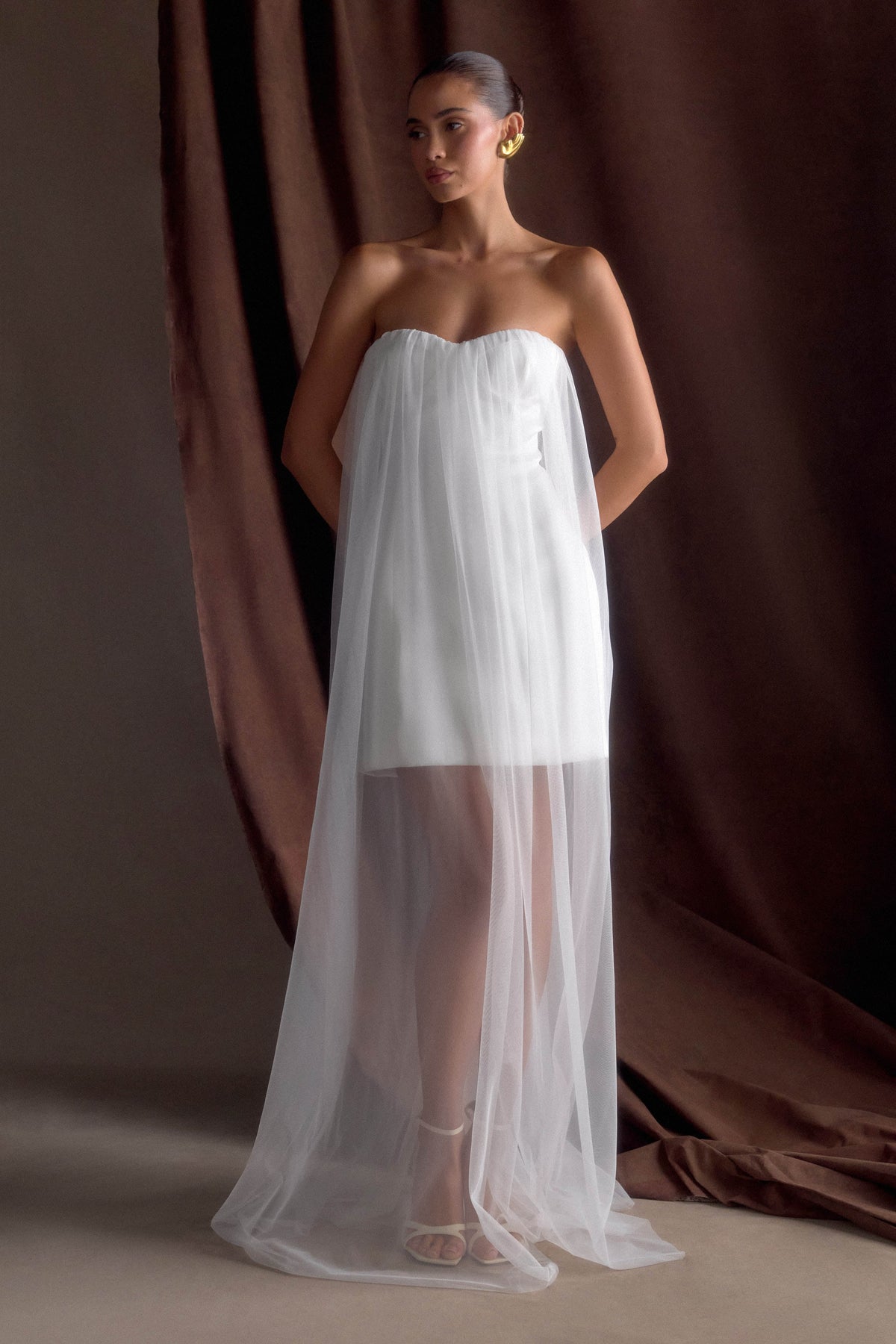 Bettany Chiffon Strapless Maxi Dress White