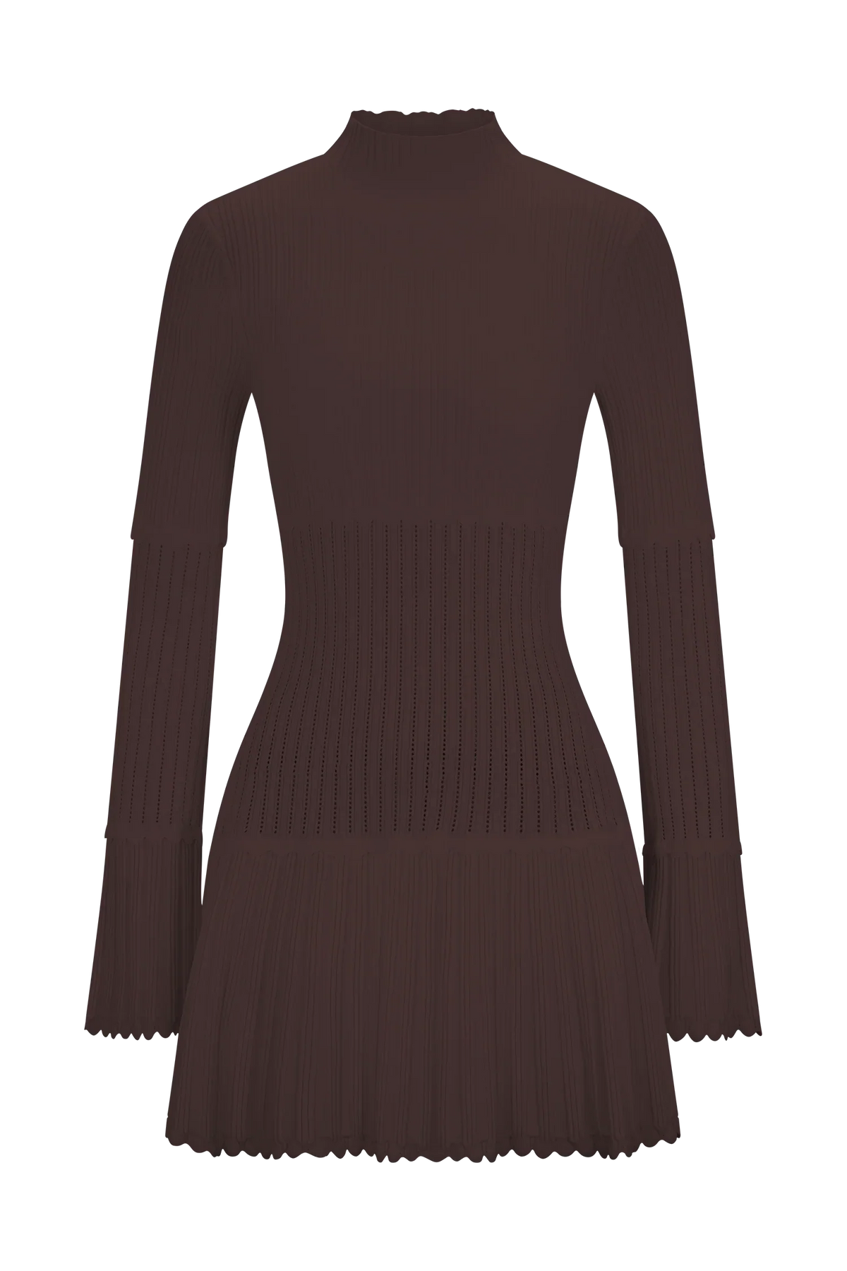 Adena Pointelle Knit Mini Dress Chocolate