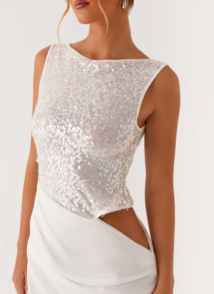 Above Ground Sequin Maxi Dress White