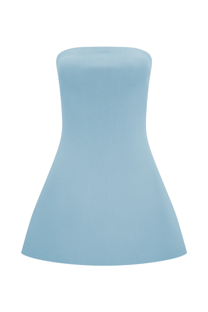 Anette Bandage Knit Strapless Top Sky Blue