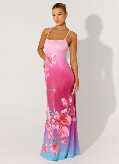 Ariaz Sequin Maxi Dress Ombre Reef