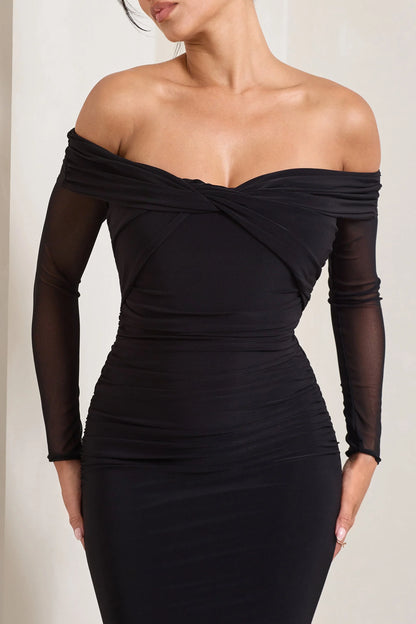 Alex Black Bardot Twist Maxi Dress