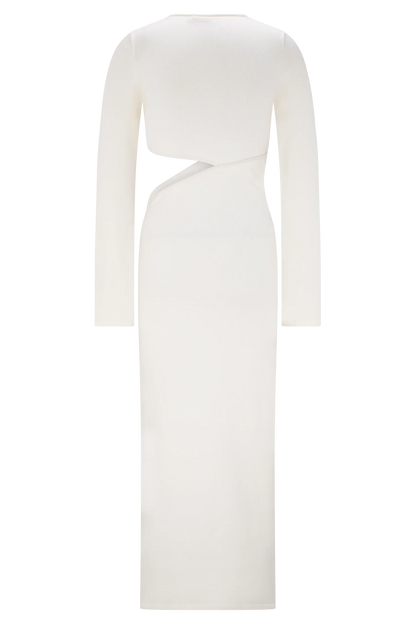 Azariah Long Sleeve Knit Midi Dress Ivory