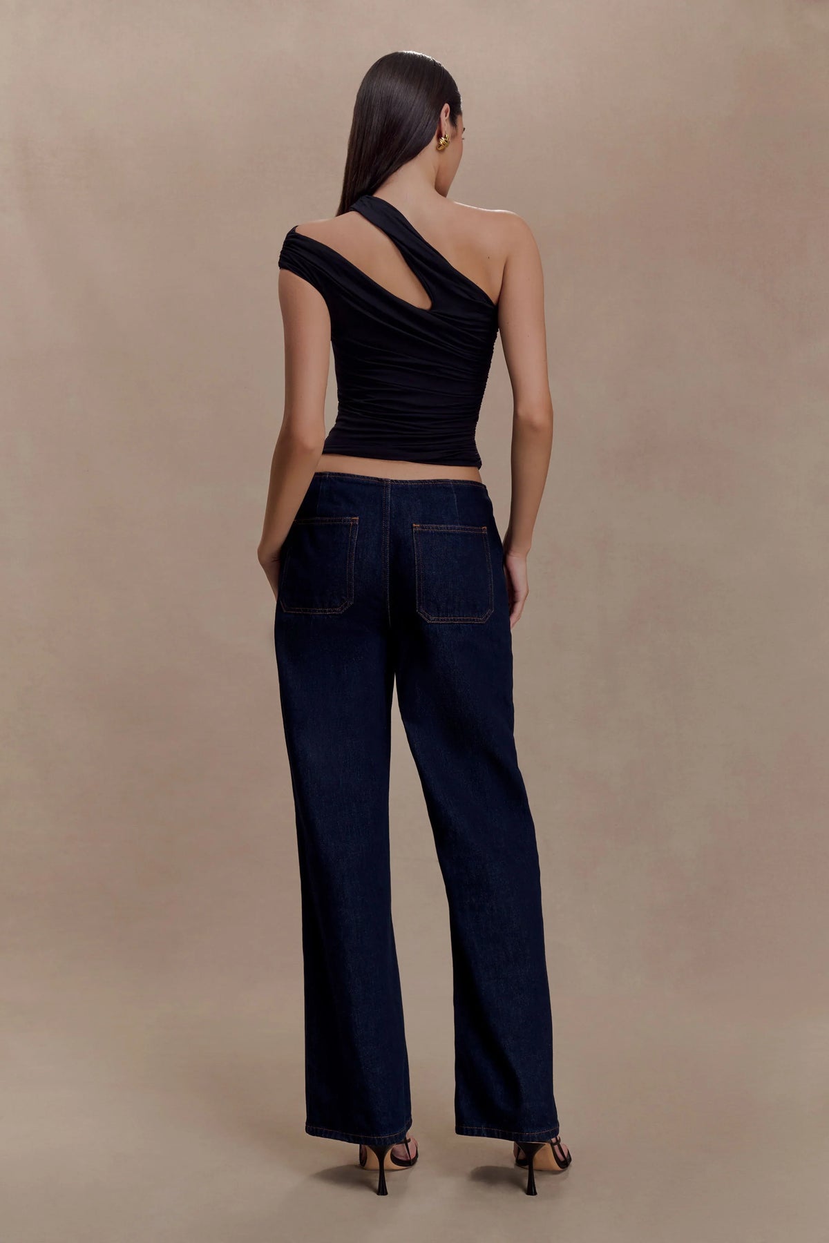 Anna One Shoulder Modal Top Black