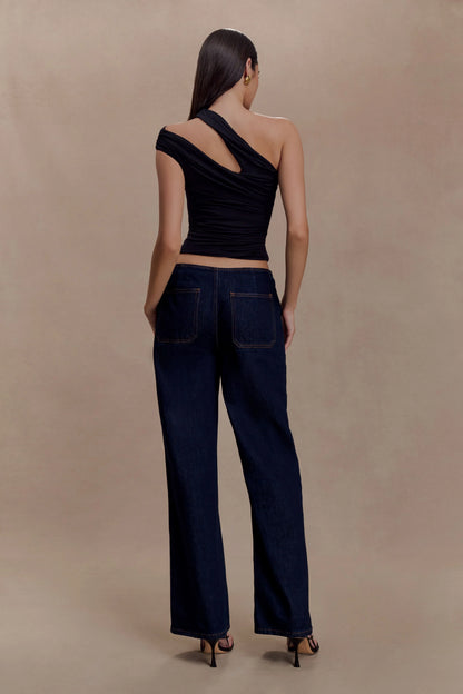 Anna One Shoulder Modal Top Black