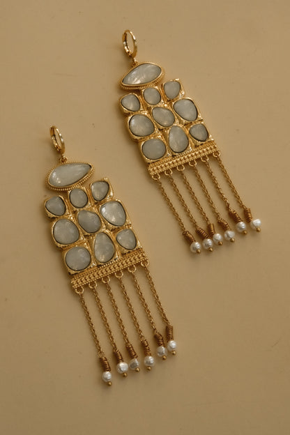 Annika Horizontal Resin Drop Earrings Gold
