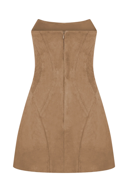 Andy Faux Suede Mini Dress Camel
