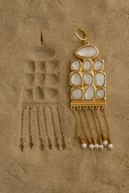 Annika Horizontal Resin Drop Earrings Gold