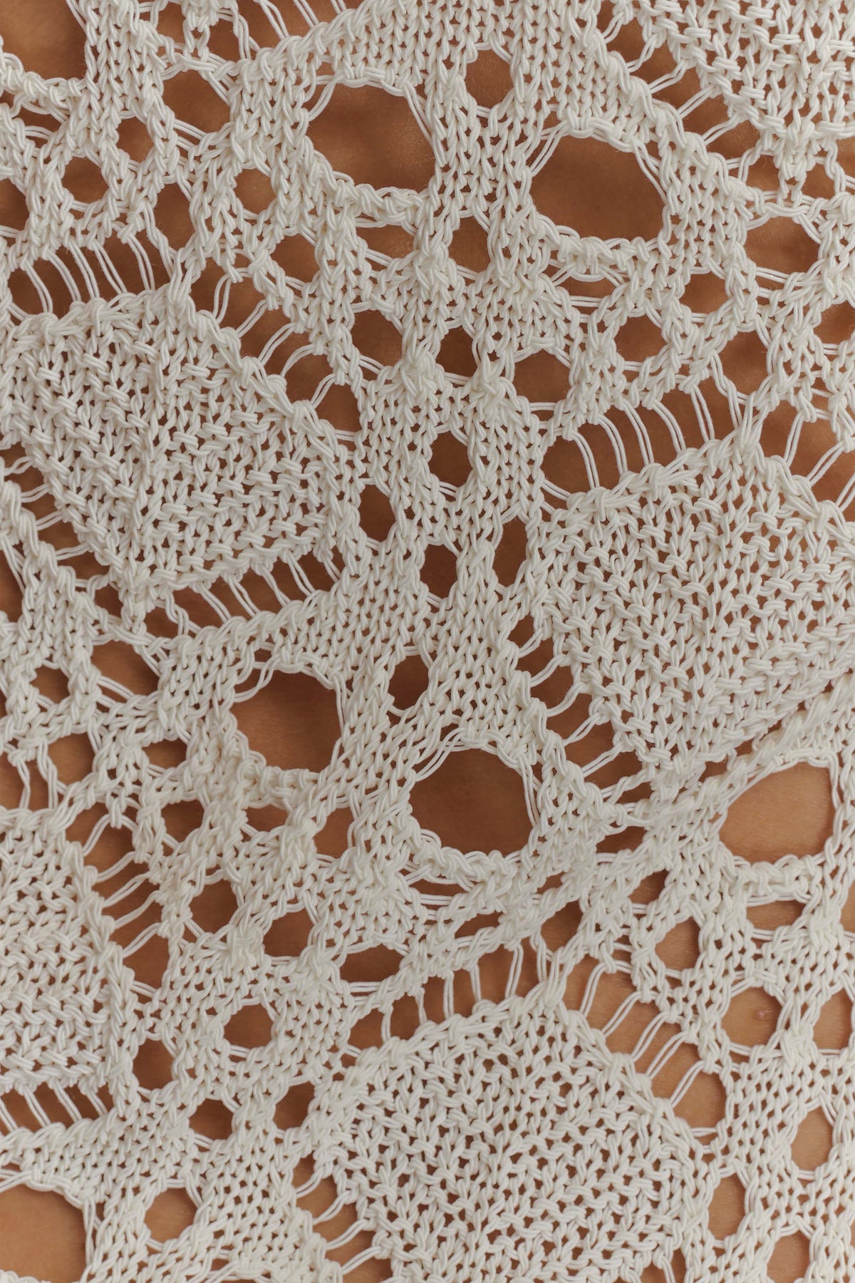 Aeline Strapless Crochet Knit Top Ivory