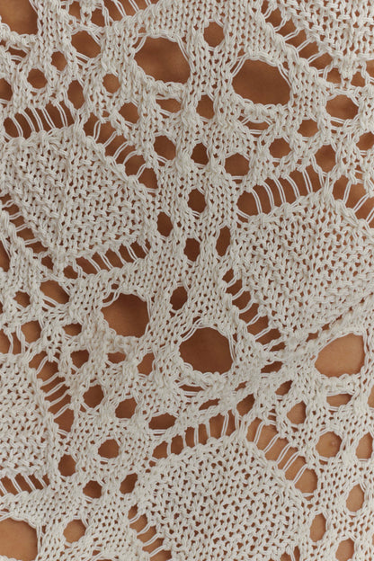 Aeline Strapless Crochet Knit Top Ivory