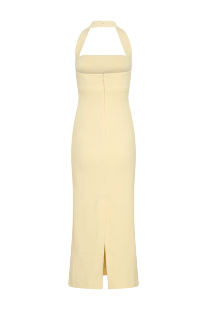 Amelita Suiting Halter Midi Dress Pale Lemon