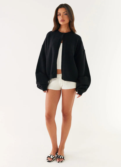 Annie One Button Cardigan Black