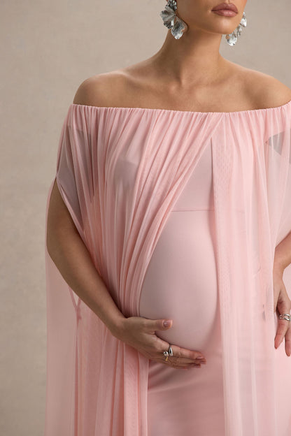Atmosphere Pink Bandeau Maternity Mini Dress With Mesh Overlay