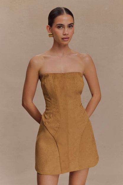 Andy Faux Suede Mini Dress Camel