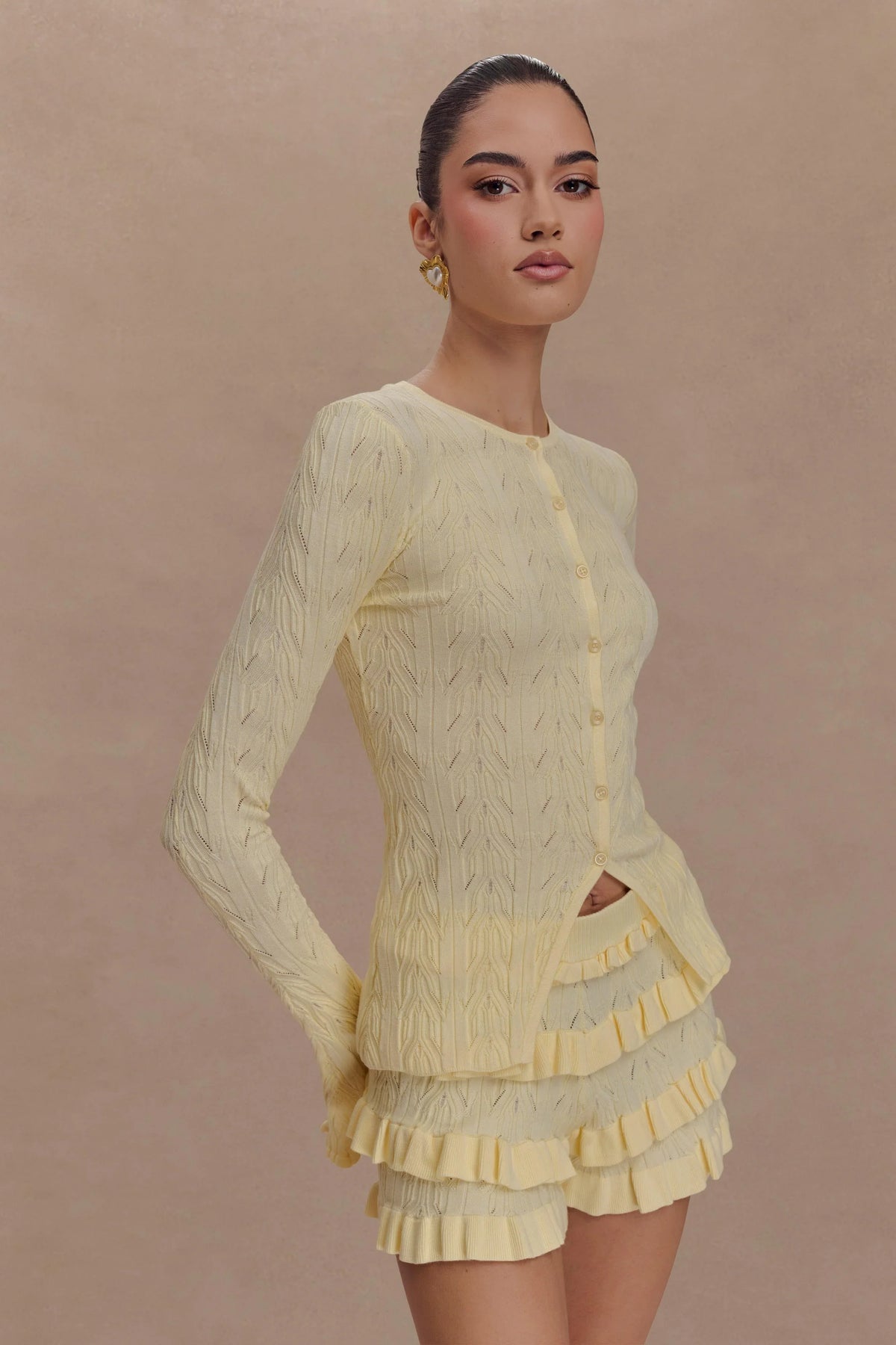 Amy Pointelle Knit Frill Bloomers Lemon