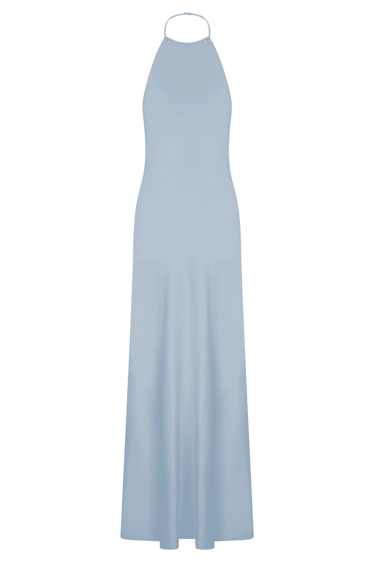 Bella Satin Halter Maxi Dress Frosted Blue