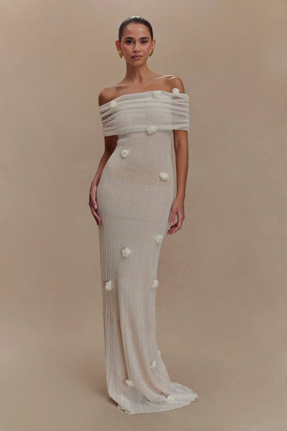 Brynn Orchid Knit Maxi Dress Ivory