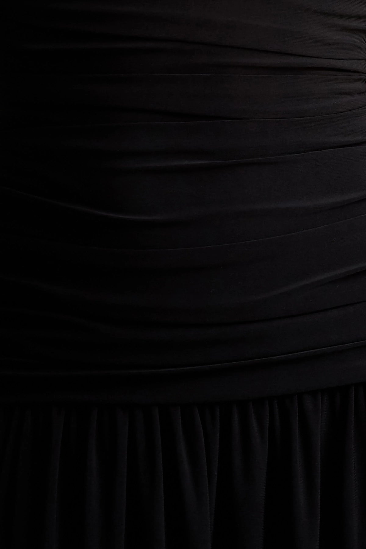 Aniyah Black High Neck Maxi Dress With Ruched Detailing