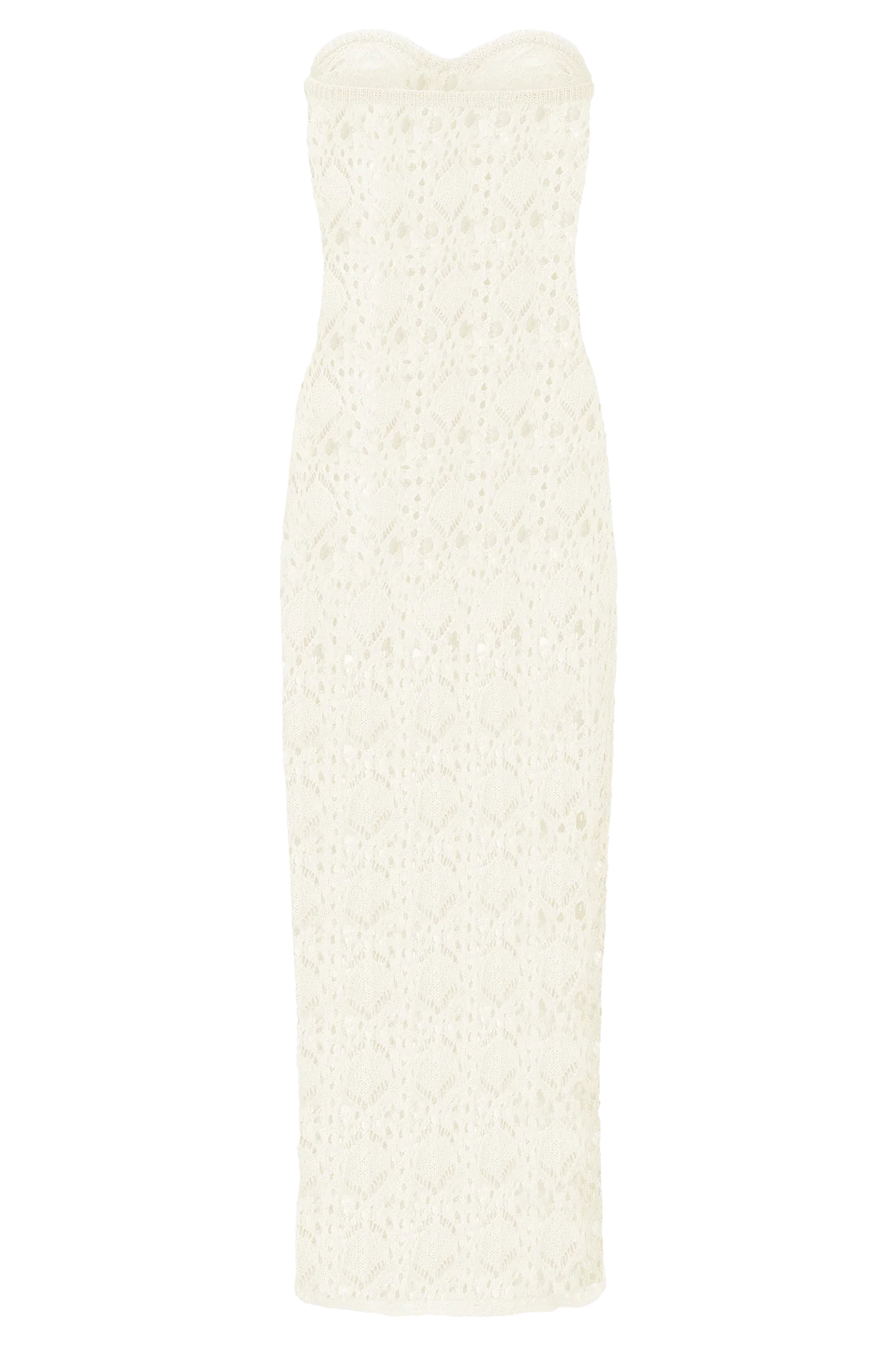 Aeline Strapless Crochet Knit Top Ivory