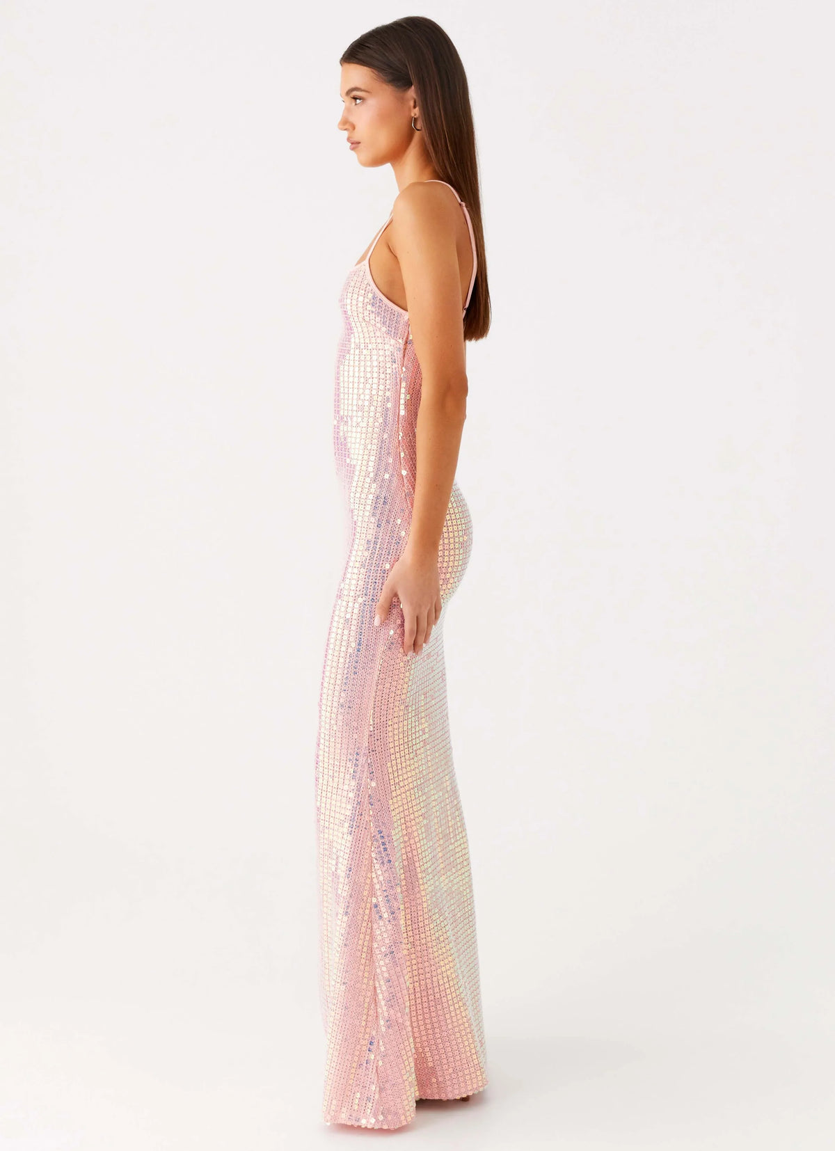 Attitude Knit Sequin Maxi Dress Iridescent Pink