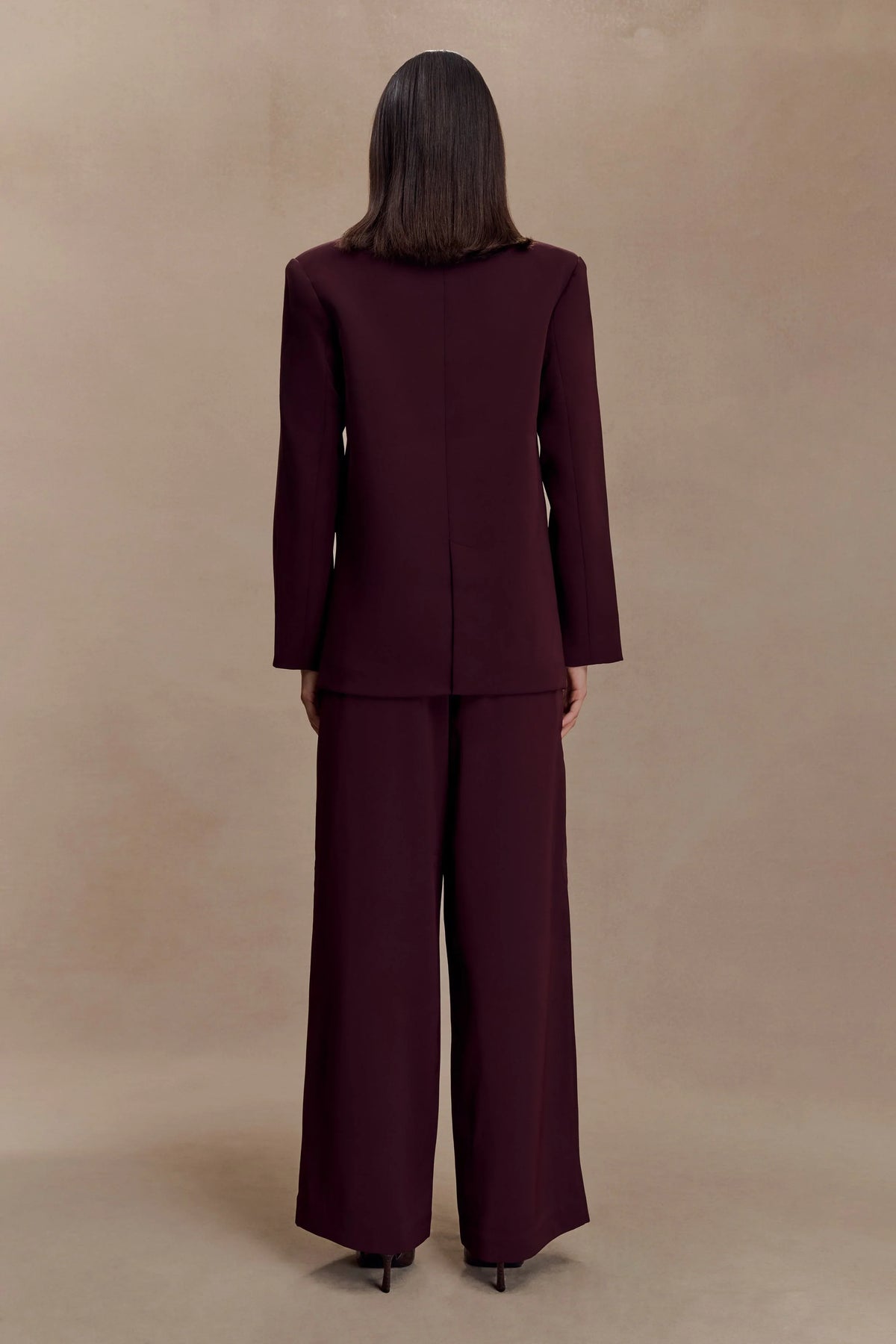 Arlo Wide Leg Suiting Trouser Mahogany