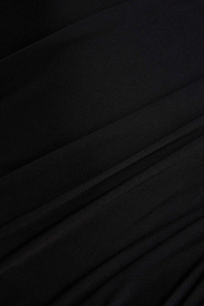 Amoura Black Square Neck Draped Wrap Maxi Dress