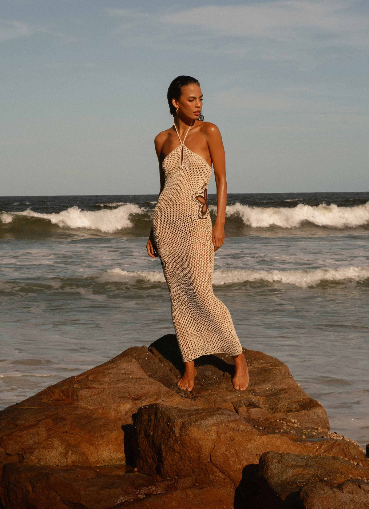 Aster Crochet Maxi Dress Pastel Yellow