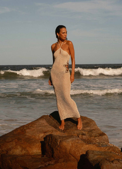 Aster Crochet Maxi Dress Pastel Yellow