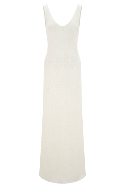 Ari Tape Yarn Knit Maxi Dress White