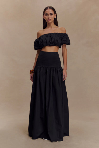 Autumn Off Shoulder Bubble Top Black