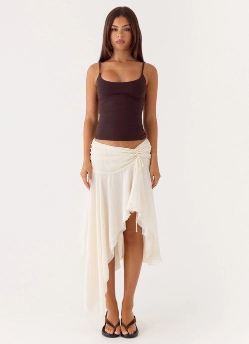 Abeda Asymmetrical Midi Skirt Ivory
