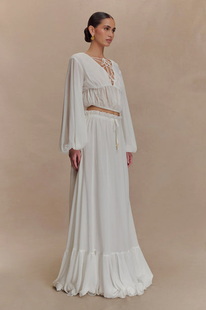 Carlie Chiffon Maxi Skirt Ivory