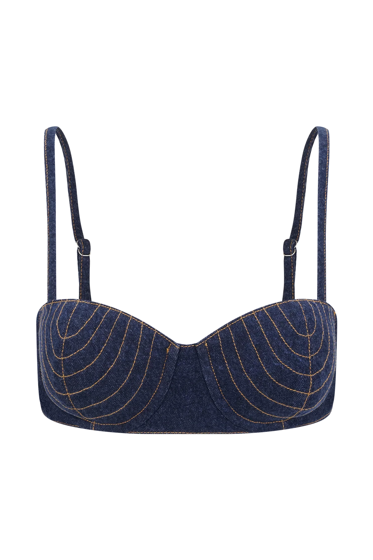 Belle Denim Cropped Bralette Indigo Blue