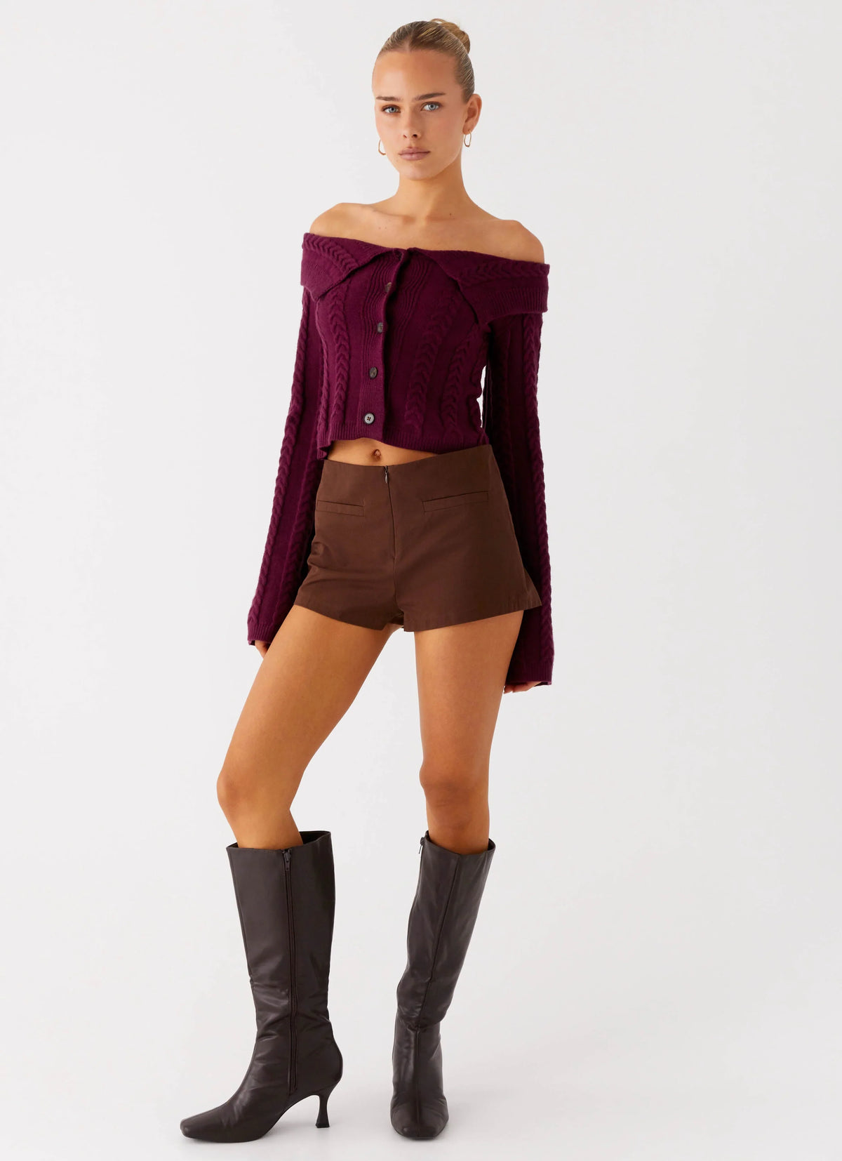 All Hours Cable Knit Plum