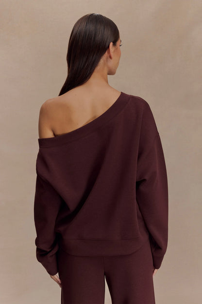 Aiden Slouchy Crew Jumper Chocolate