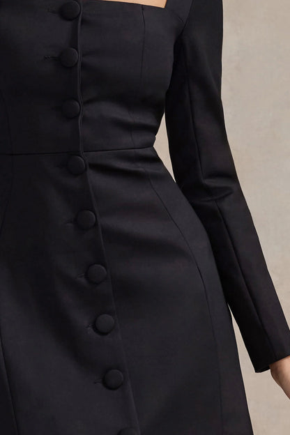 Andie Black Tailored Square Neck Mini Dress