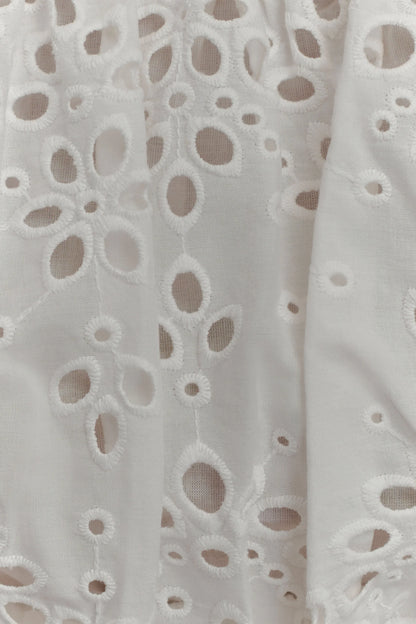 Autumn Off Shoulder Broderie Top White