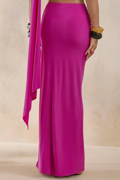 Azura Hot Pink Wrap Maxi Skirt With Sash